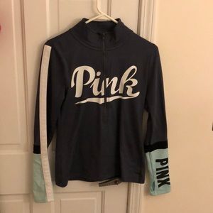 pink half zip pullover